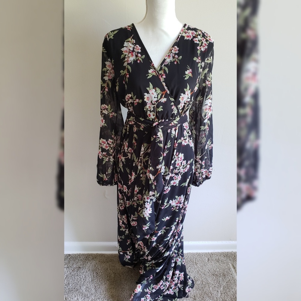 Floral Belted Maxi Dress - Large
